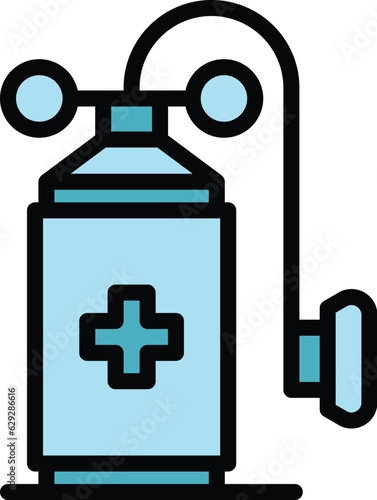 Medical oxygen tank icon outline vector. Concentrator equipment. Oximeter pulse color flat