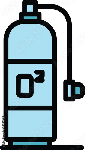 Oxygen tank icon outline vector. Medical concentrator. Portable equipment color flat