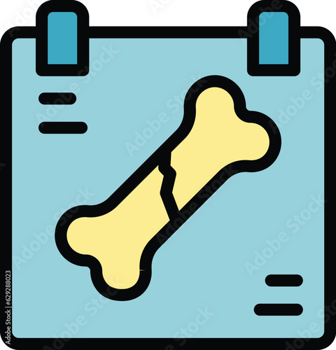 Bone fracture icon outline vector. Broken injury. Arm pain color flat
