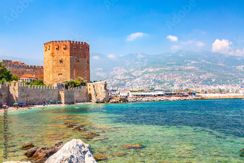 Fototapeta Naklejka Na Ścianę i Meble -  Kizil Kule Red tower and fortress in Alanya, Turkey, Asia.