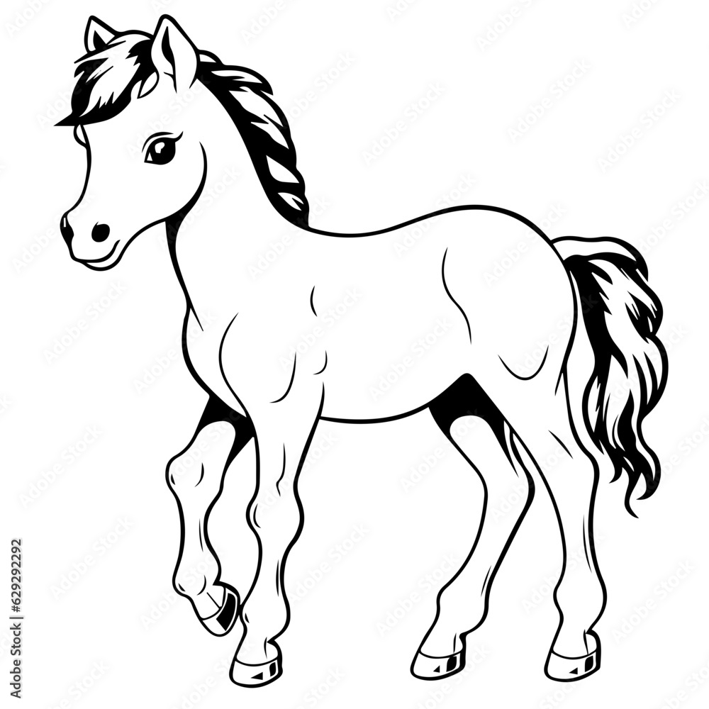 Cute horse cartoon characters vector illustration