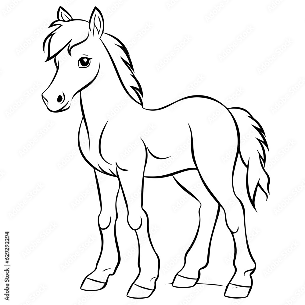 Cute horse cartoon characters vector illustration