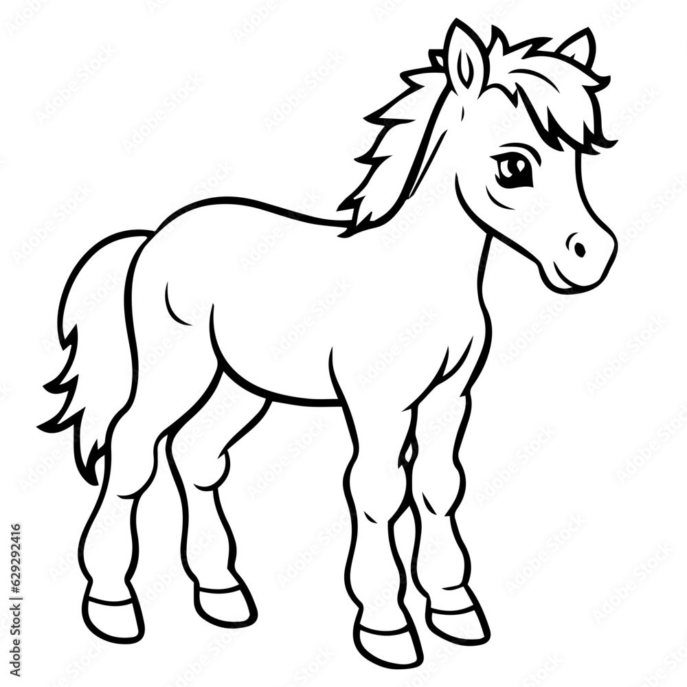 Cute horse cartoon characters vector illustration