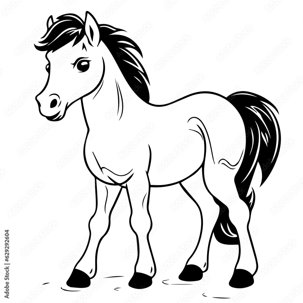 Cute horse cartoon characters vector illustration Cute horse cartoon characters vector illustration