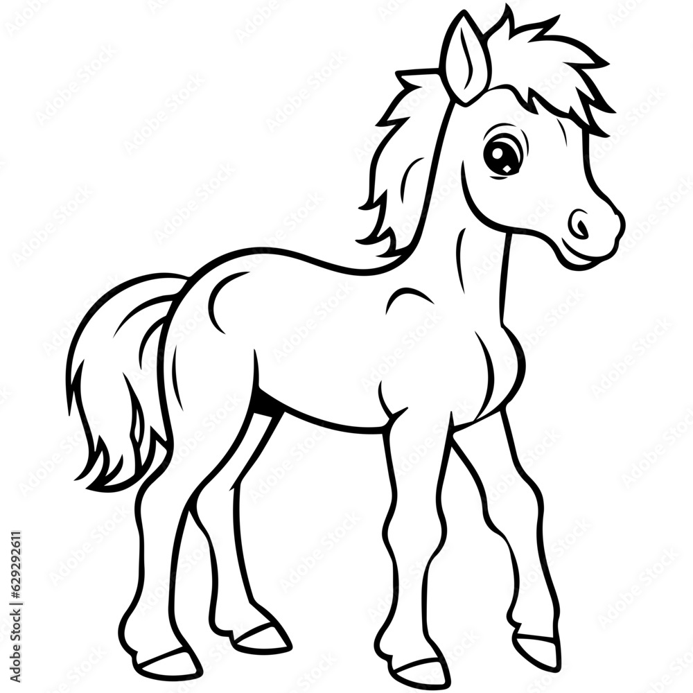 Cute horse cartoon characters vector illustration