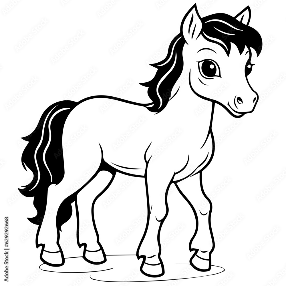 Cute horse cartoon characters vector illustration