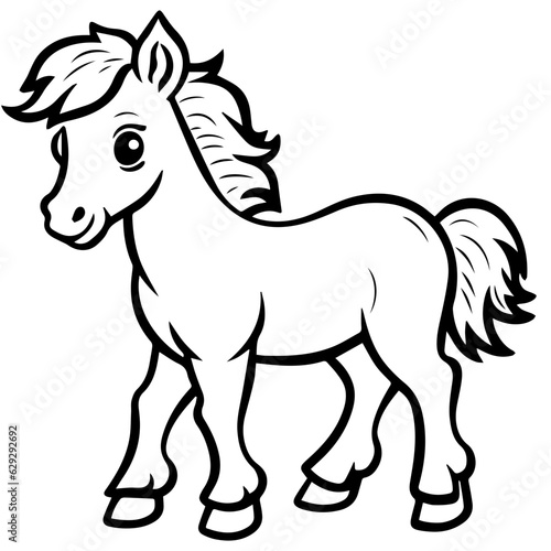 Cute horse cartoon characters vector illustration