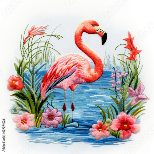 Flamingo tejido en el agua