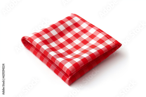 Red gingham tablecloth. Red fabric pattern texture - vector textile background. Kitchen table cloth. Isolated on white background.
