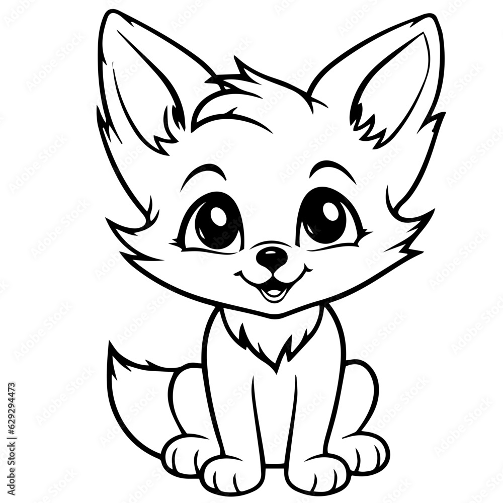 fox kit coloring page illustration fox kit coloring page illustration
