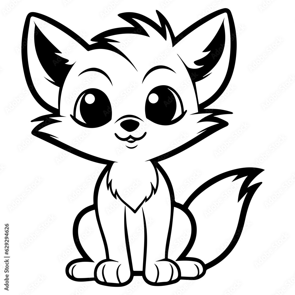 fox kit coloring page illustration fox kit coloring page illustration