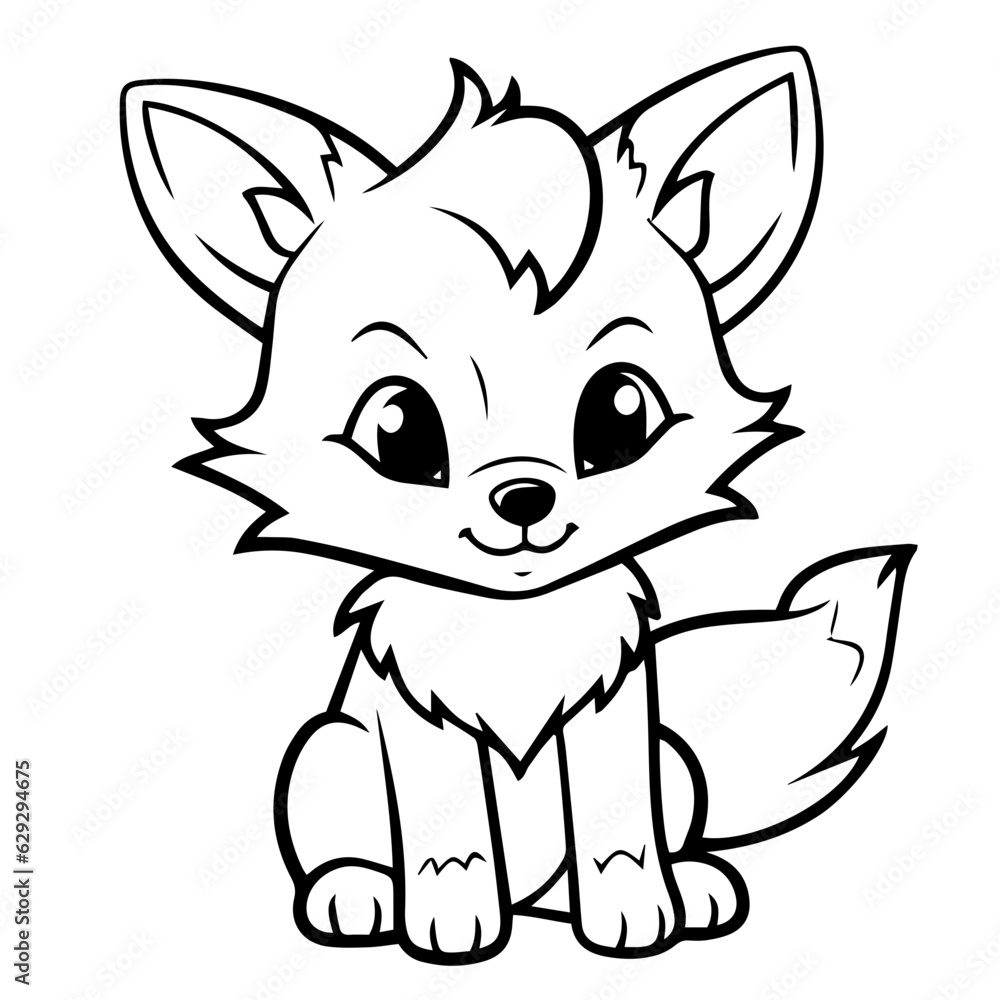 Obraz premium fox kit coloring page illustration