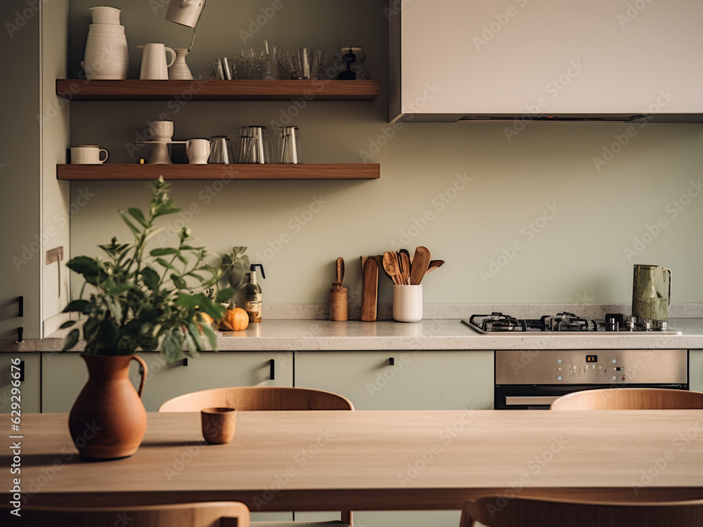Modern kitchen room blending form and function. AI Generated. Modern kitchen room blending form and function. AI Generated.