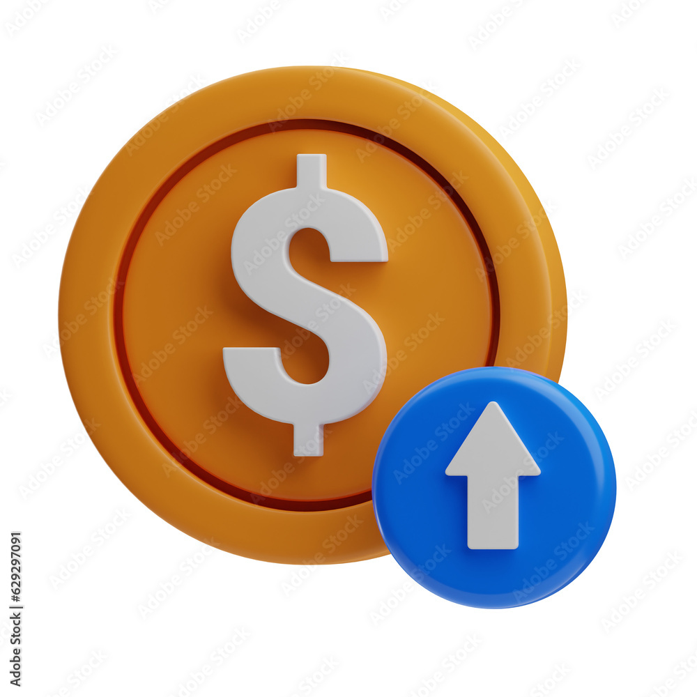 Finance Money object money on increase in 3D Illustration Finance Money object money on increase in 3D Illustration