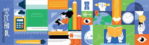 Education. Vector illustration for graphic and web design, business presentation, marketing and print material. Back to school.