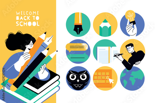 Education. Vector illustration for graphic and web design, business presentation, marketing and print material. Back to school.