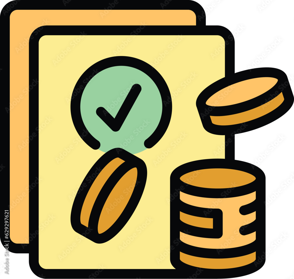 Work money icon outline vector. Computer job. Passive salary color flat Work money icon outline vector. Computer job. Passive salary color flat