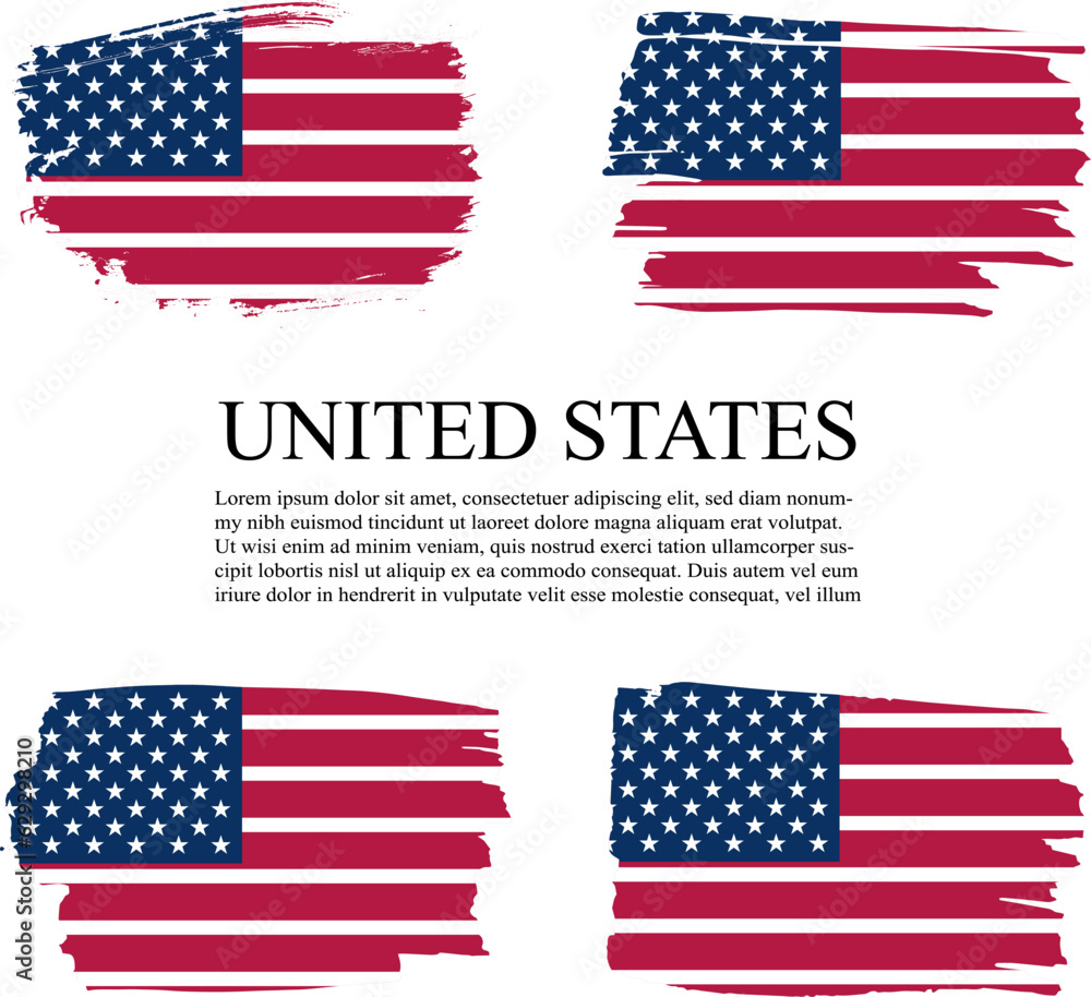 United States flag brush concept. Flag of United States grunge style banner background United States flag brush concept. Flag of United States grunge style banner background