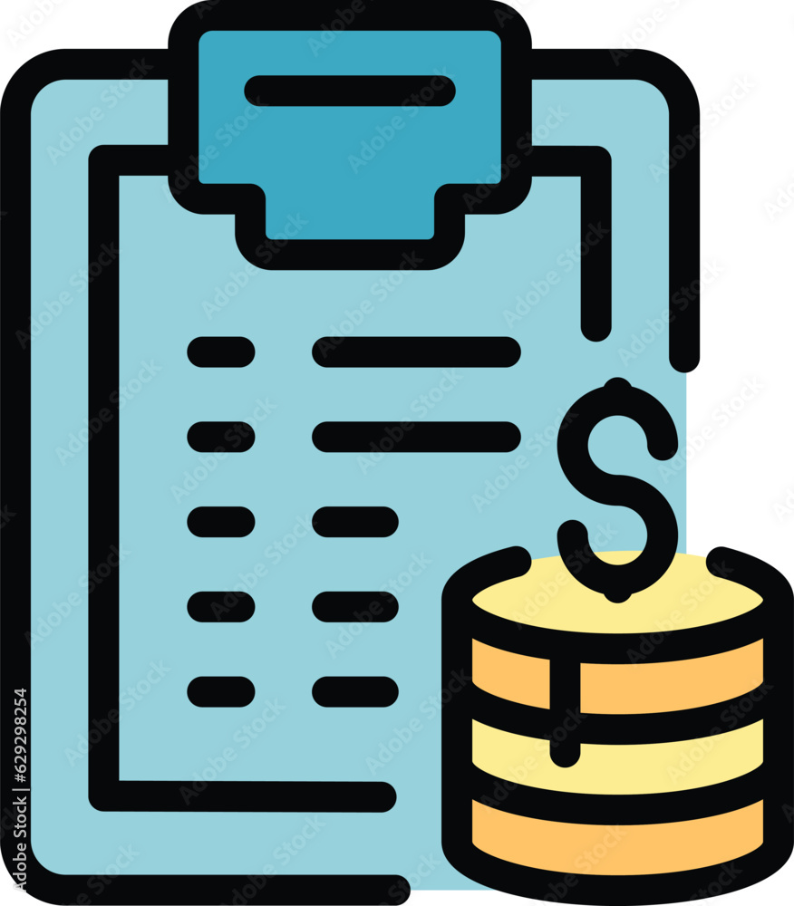 Money clipboard icon outline vector. Passive income. Computer work color flat Money clipboard icon outline vector. Passive income. Computer work color flat