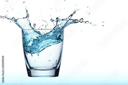 Glass of water with water splashing out of it.
