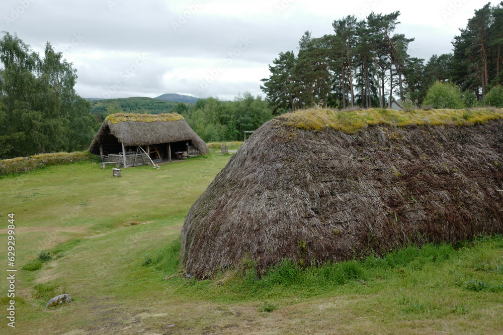 Ancient huts at the Highlands open air museum near Aviemore in Scotland Ancient huts at the Highlands open air museum near Aviemore in Scotland