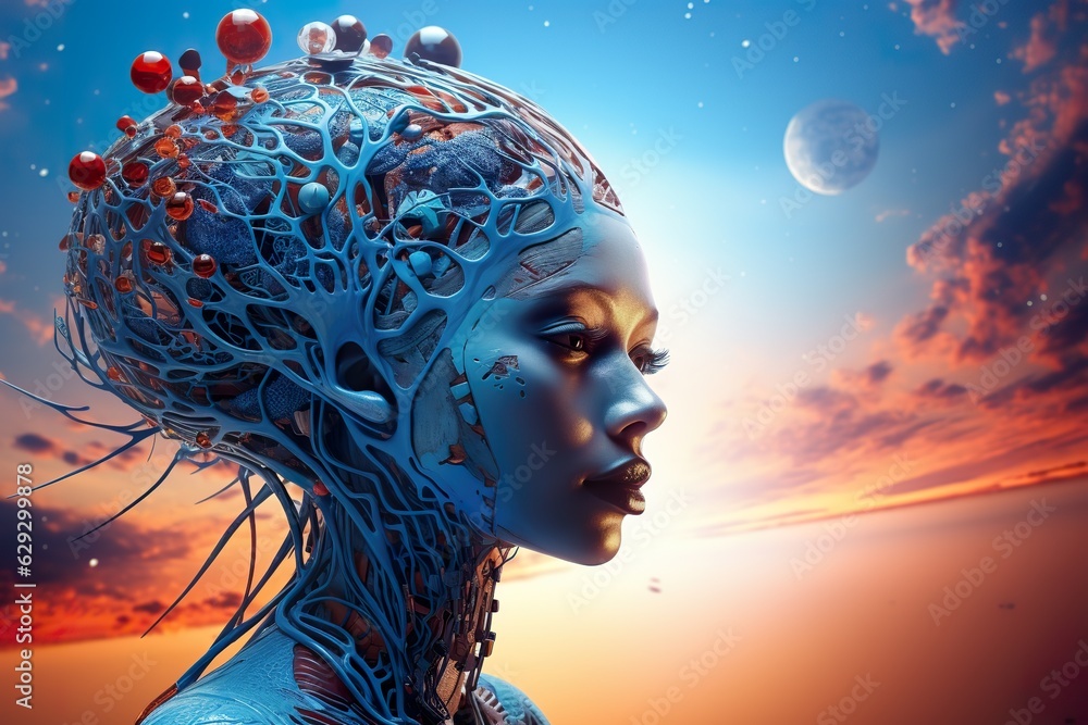 Φωτογραφία abstract vibrant colourful portrait of fantasy woman, sensuality and tenderness,