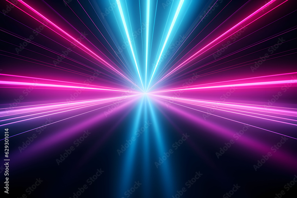 Obraz premium Neon light direction in perspective