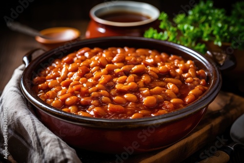 Boston baked beans delicious food. Generative AI