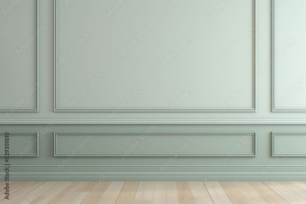 grey green color wall with trendy wall molding with light wooden floors grey green color wall with trendy wall molding with light wooden floors