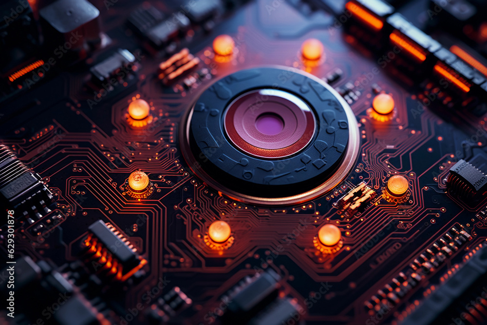 Drone circuitry, ultra - macro, detailed, metallic hues Drone circuitry, ultra - macro, detailed, metallic hues