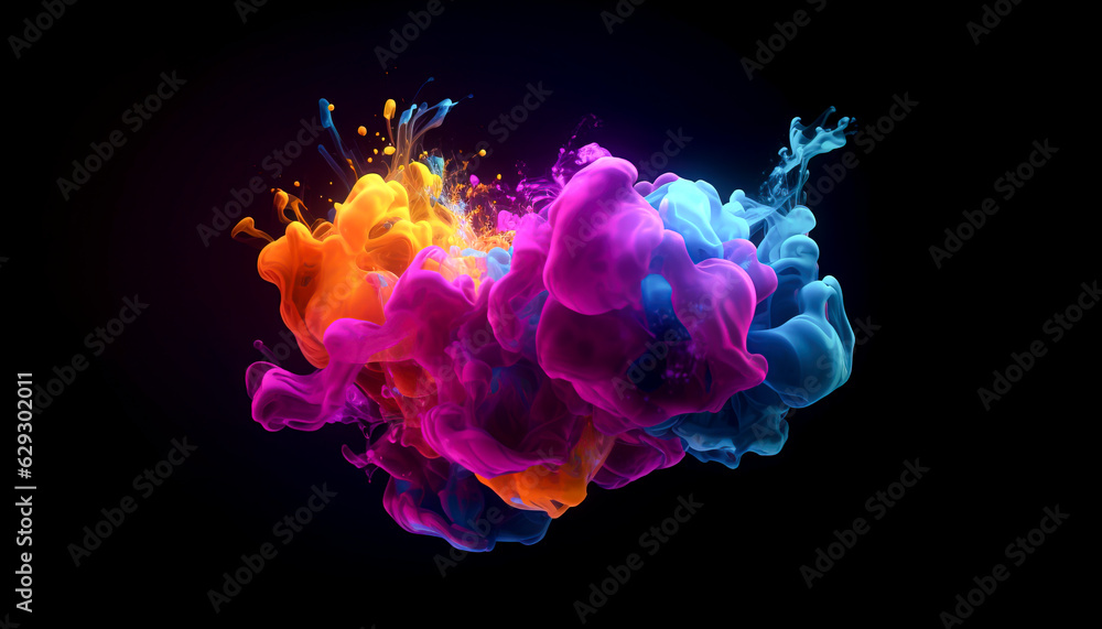 Dive into a world of expressive artistry as creamy paint splatters and blends, painting dreams with an explosion of colors created with Generative AI technology