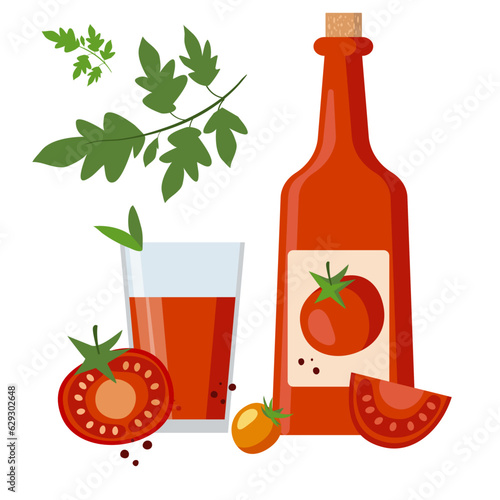 tomato juice and tomatoes vector picture