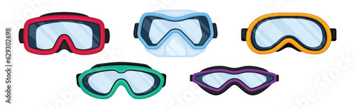 Watertight Diving Goggles for Swimming Underwater Vector Set