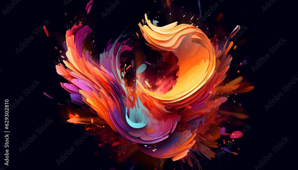 Step into a world of vibrant expression as creamy paint explodes into a captivating burst of colors created with Generative AI technology Step into a world of vibrant expression as creamy paint explodes into a captivating burst of colors created with Generative AI technology