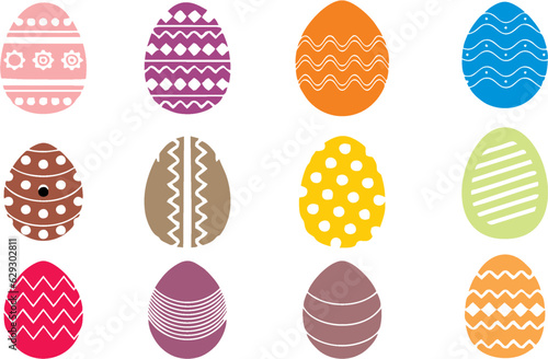 Colorful Festival Easter Egg set. Easter decorative eggs set in editable vector format for reuse in designing. Easy to change color or size. eps 10.