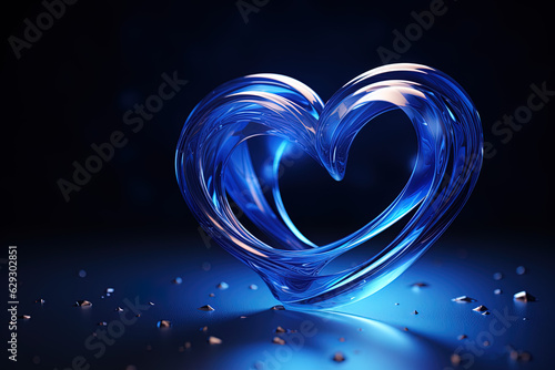 A blue heart made of crystal