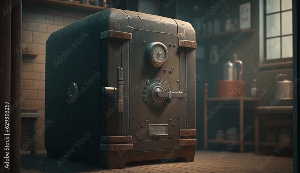 Iron safe in room illustration beautiful image Ai generated art Iron safe in room illustration beautiful image Ai generated art