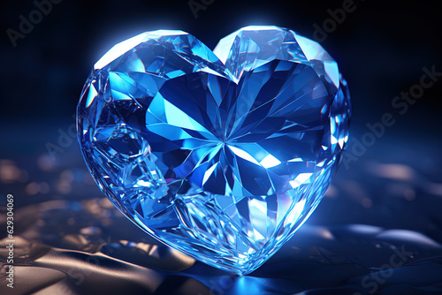 A blue heart made of crystal