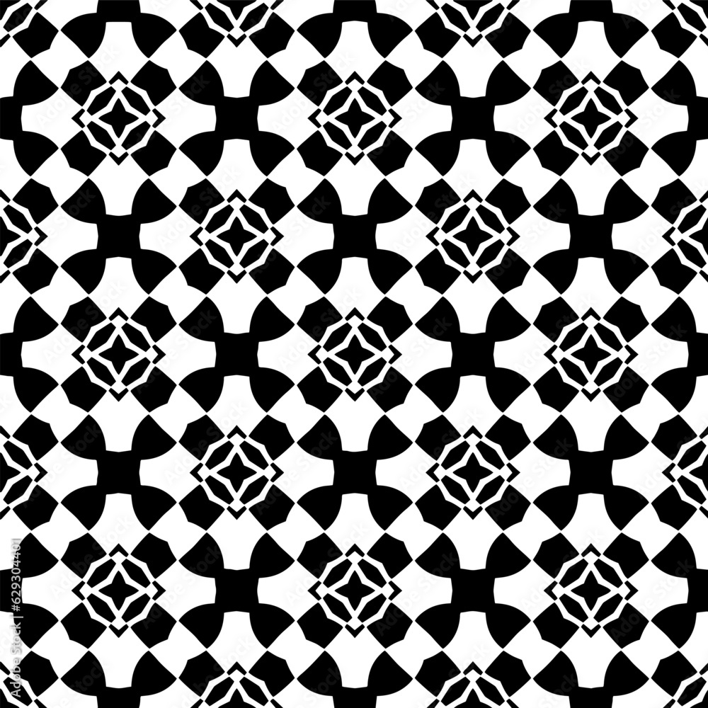 Black and white geometric seamless pattern with abstact shapes. Repeat pattern for fashion, textile design,  on wall paper, wrapping paper, fabrics and home decor.