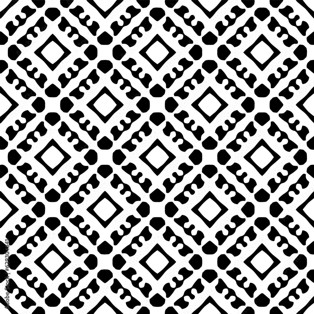 Black and white geometric seamless pattern with abstact shapes. Repeat pattern for fashion, textile design,  on wall paper, wrapping paper, fabrics and home decor.