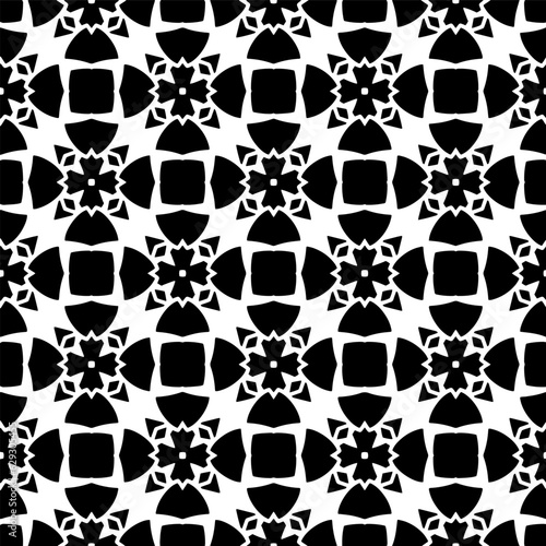 Black and white geometric seamless pattern with abstact shapes. Repeat pattern for fashion  textile design   on wall paper  wrapping paper  fabrics and home decor.