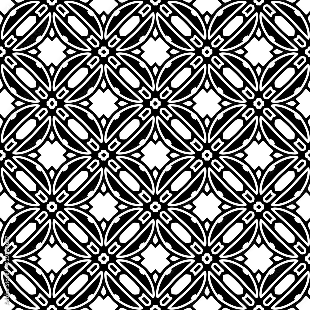 Black and white geometric seamless pattern with abstact shapes. Repeat pattern for fashion, textile design,  on wall paper, wrapping paper, fabrics and home decor.