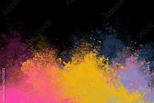 abstract colorful background with splashes, powder explosions isolated on white background