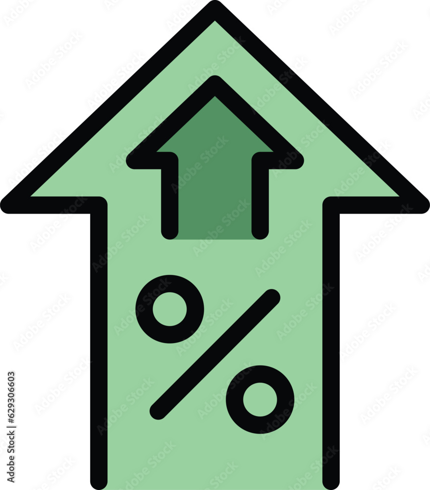 Price grow icon outline vector. Code promo. Promotion app color flat Price grow icon outline vector. Code promo. Promotion app color flat