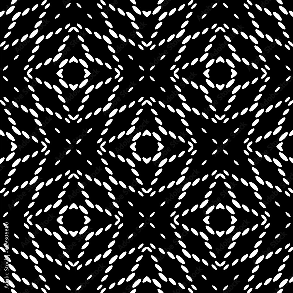 Black and white geometric seamless pattern with abstact shapes. Repeat pattern for fashion, textile design,  on wall paper, wrapping paper, fabrics and home decor.