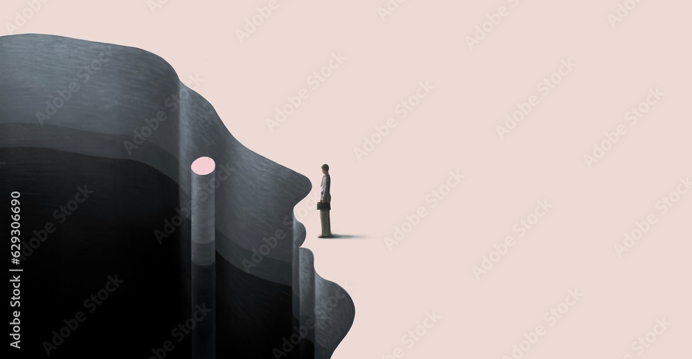 Brain mind psychology and confusion concept art, 3d illustration ...