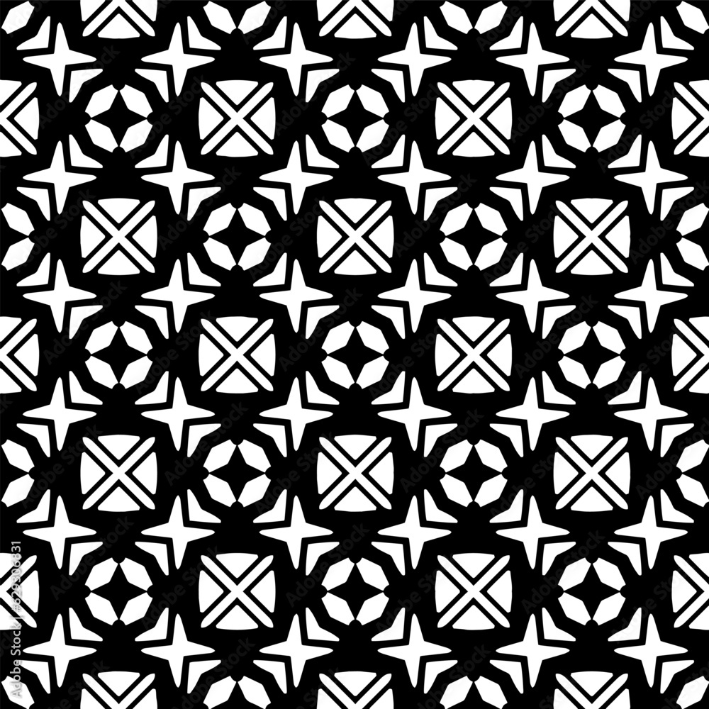 Black and white geometric seamless pattern with abstact shapes. Repeat pattern for fashion, textile design,  on wall paper, wrapping paper, fabrics and home decor.