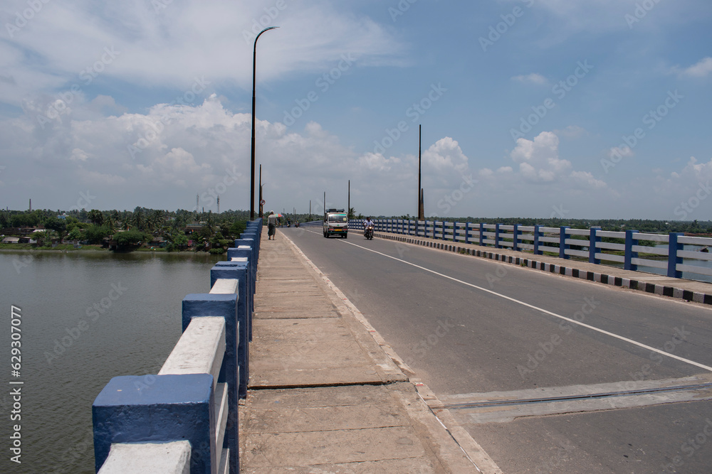 bidyadhari river bridge at malancha, west bengal, india