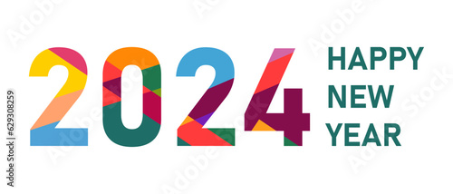 Happy New Year 2024 logo text design. 2024 number design template. Happy New Year 2024 symbol.