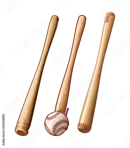 Illustration of baseball bats collection